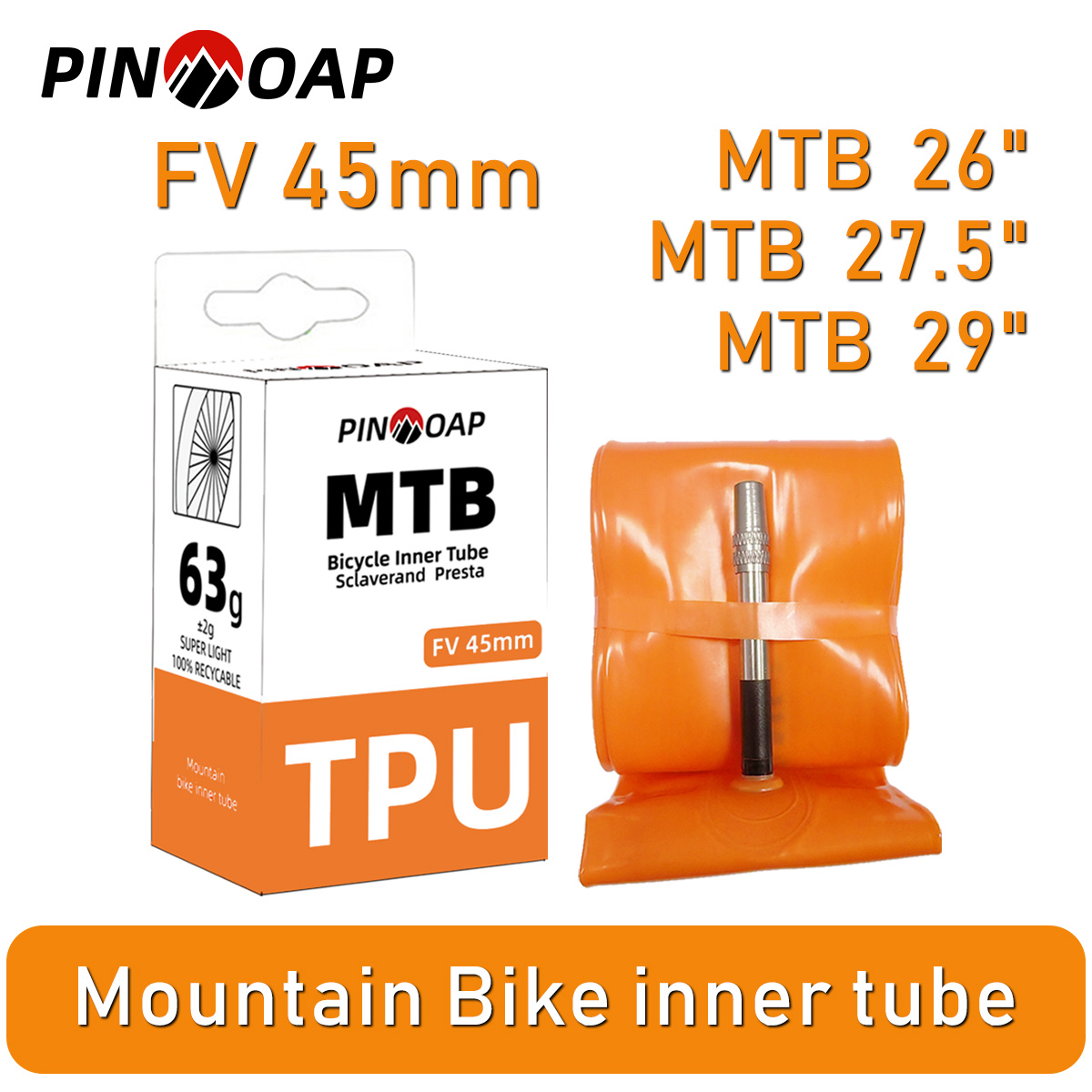 Mountain Biking Lights - PINMOAP Mountainbike-Schlauch, 45 mm, ultraleichter TPU-Schlauch,
