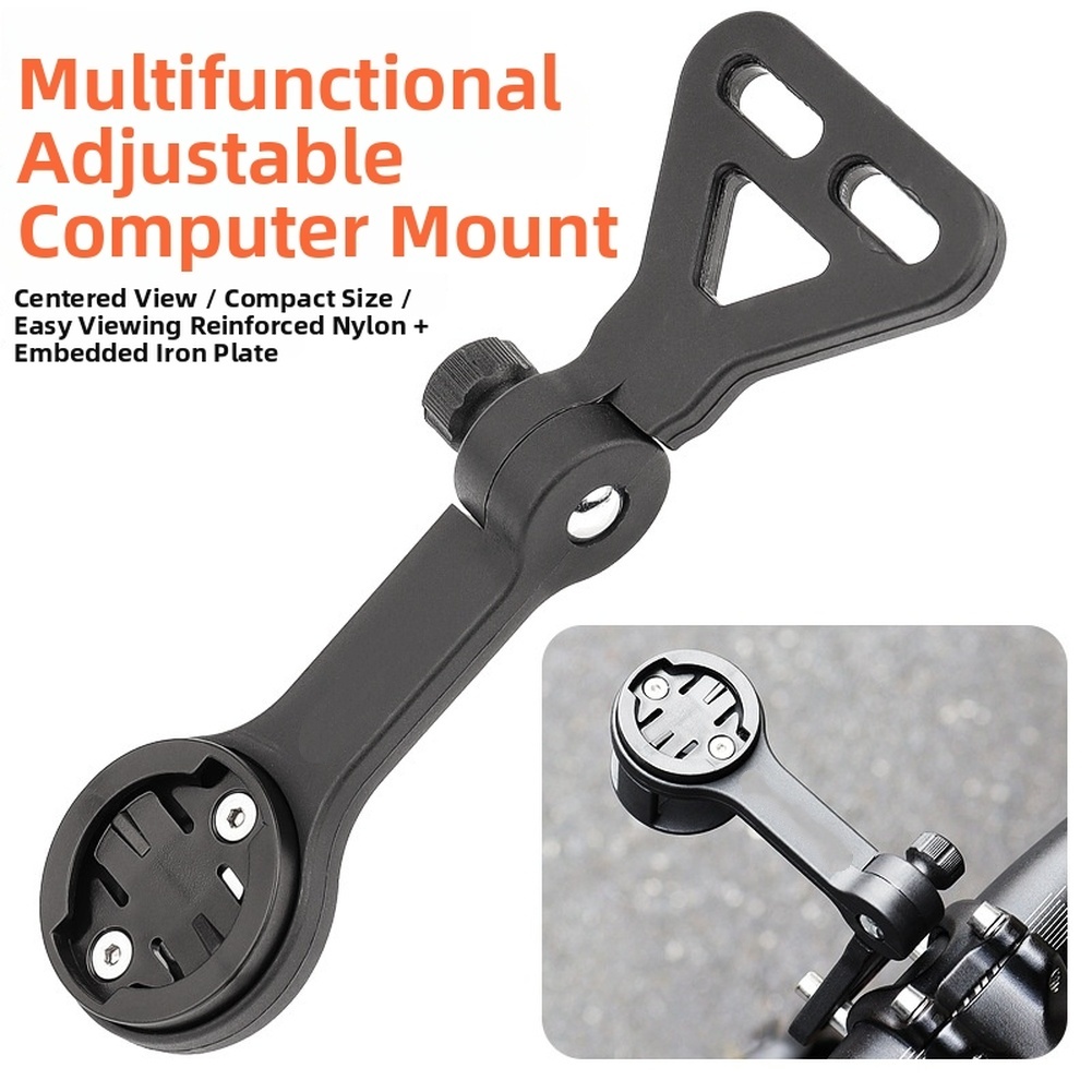 Mountain Biking Lights - Schwarzer, verstellbarer Mountainbike-Computerhalter für Action-Kamera, Lichtverlängerungshalterung,